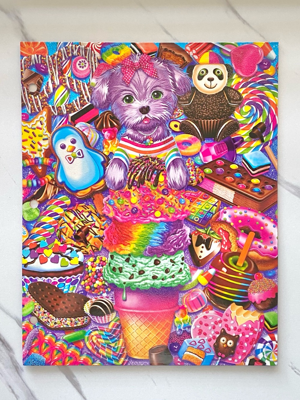 Lisa Frank Boopsidoodle puppy glitter folder